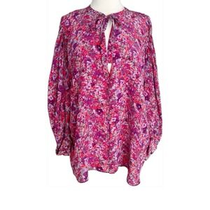 Rebeca Taylor 100 %‎ Silk Purple And Pink Floral Blouse Sz 10